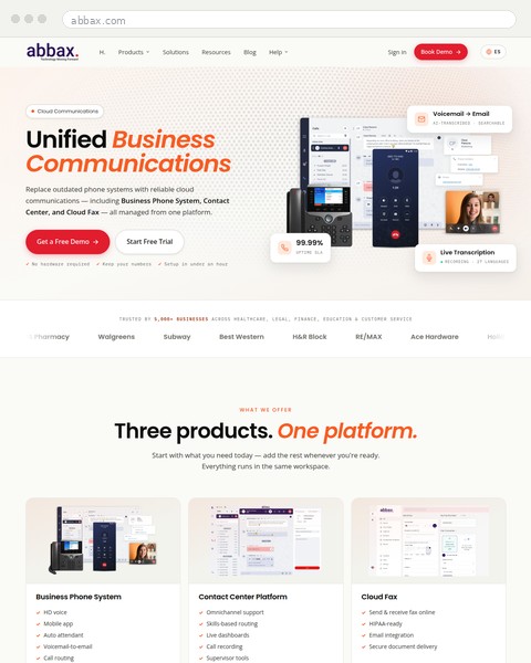 Abbax cloud business communications website