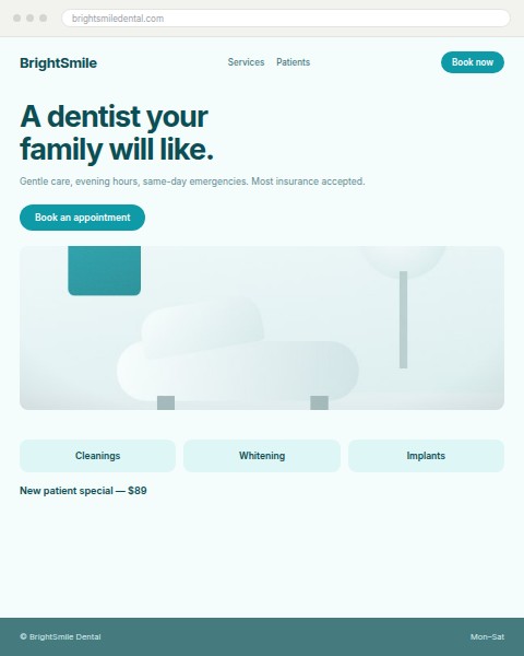 Dental practice website concept