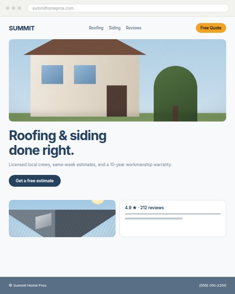 Home services website concept