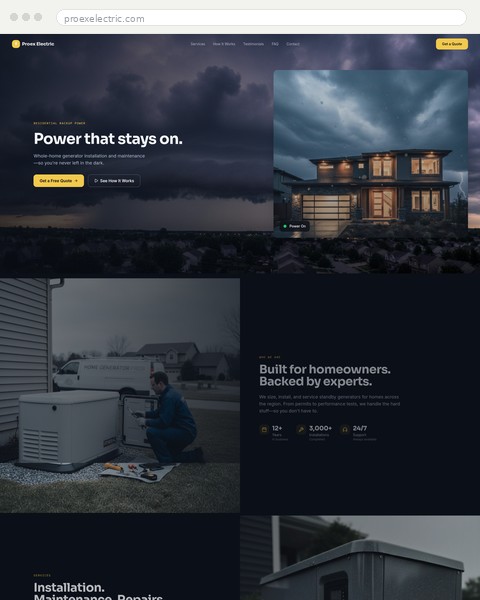 Proex Electric generator installation website