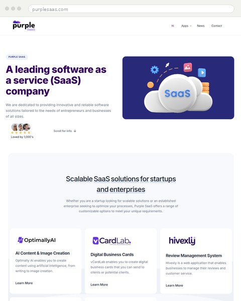Purple SaaS software company website