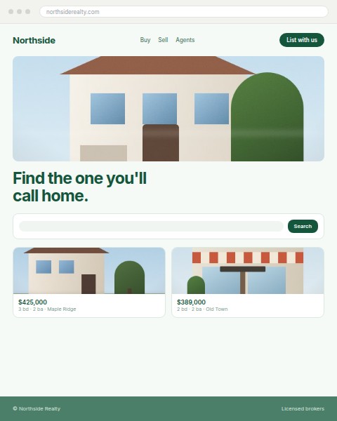 Real estate website concept