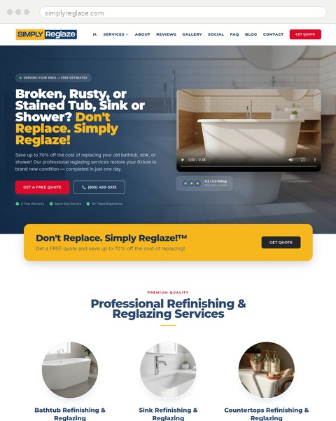 Simply Reglaze bathtub refinishing website