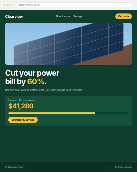 Solar installer website concept